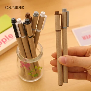 Корейские креативные канцелярские принадлежности, простая гелевая ручка с чернилами, 0,5 мм, корпус из воловьей кожи, нейтральная ручка, сухие ручки