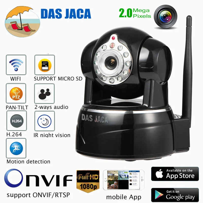 Das Jaca 2mp onvif cctv домашняя камера безопасности wifi ptz купольная ip 1080p Детский Монитор