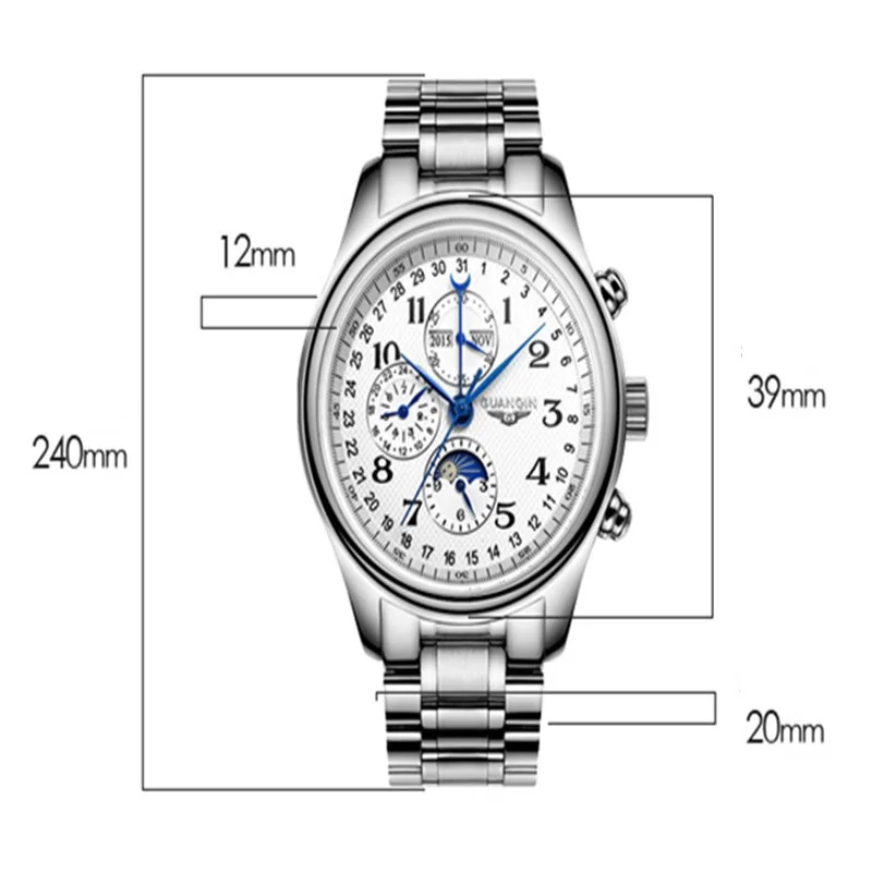 Известный бренд оригинал GUANQIN часы Для мужчин большой циферблат спортивные