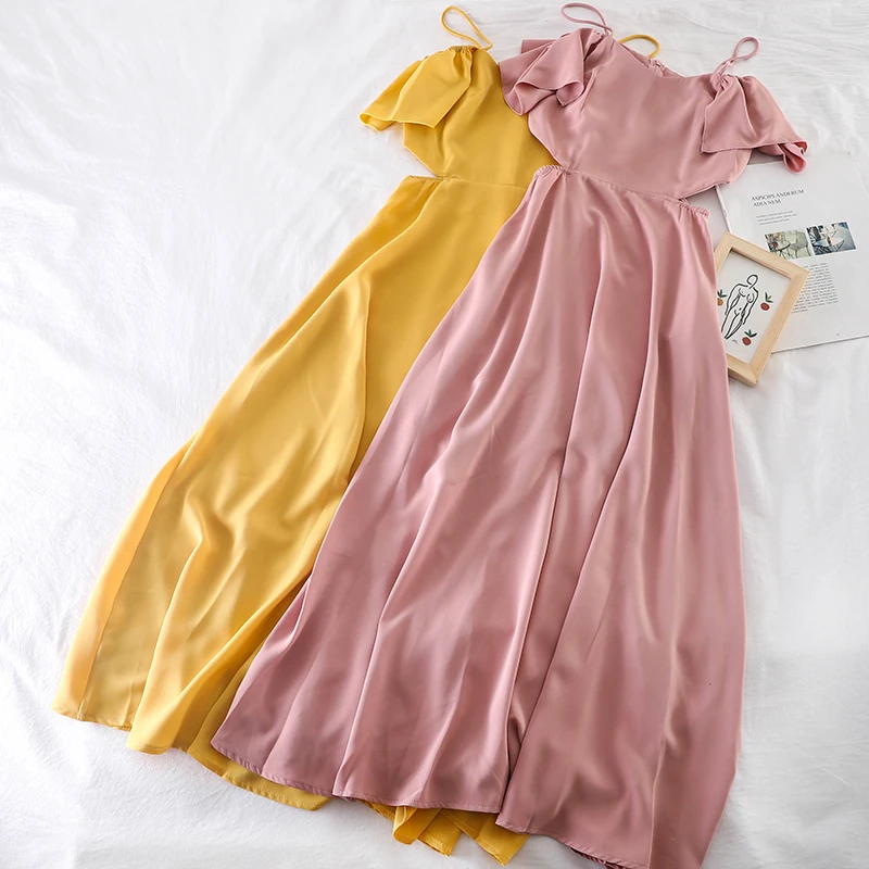 Женское платье средней длины летнее приталенное на бретелях модель J108 2019 |