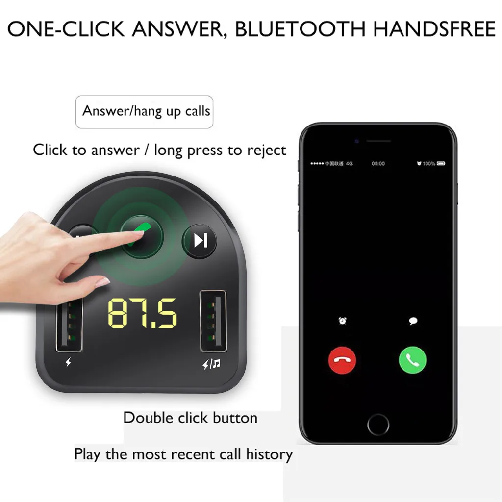 Bluetooth автомобильное USB зарядное устройство fm-передатчик беспроводной радио адаптер MP3-плеер USB2.1A зарядное устройство, Bluetooth версия 3,0 20190703