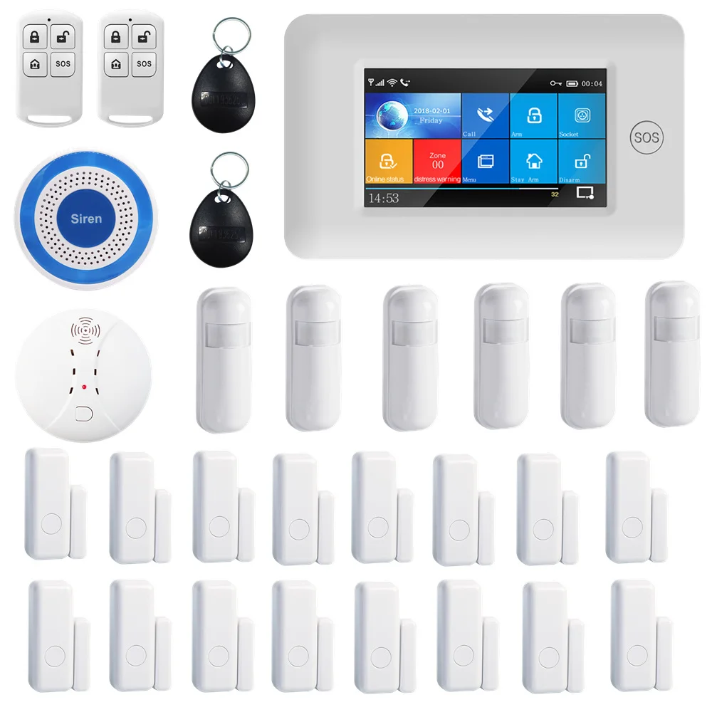 PGST 433 МГц все сенсорный цветной экран беспроводной wifi GSM GPRS SOS RFID карта умный дом монитор безопасности охранная сигнализация комплекты