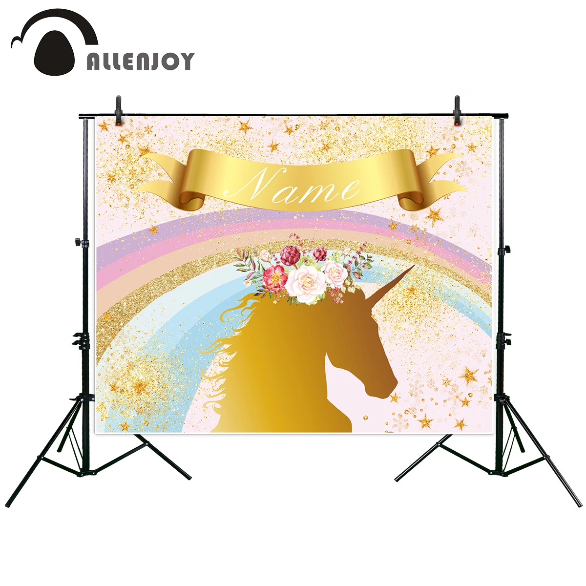 Allenjoy Единорог День Рождения фотография фон красочный Радуга Цветок золотой
