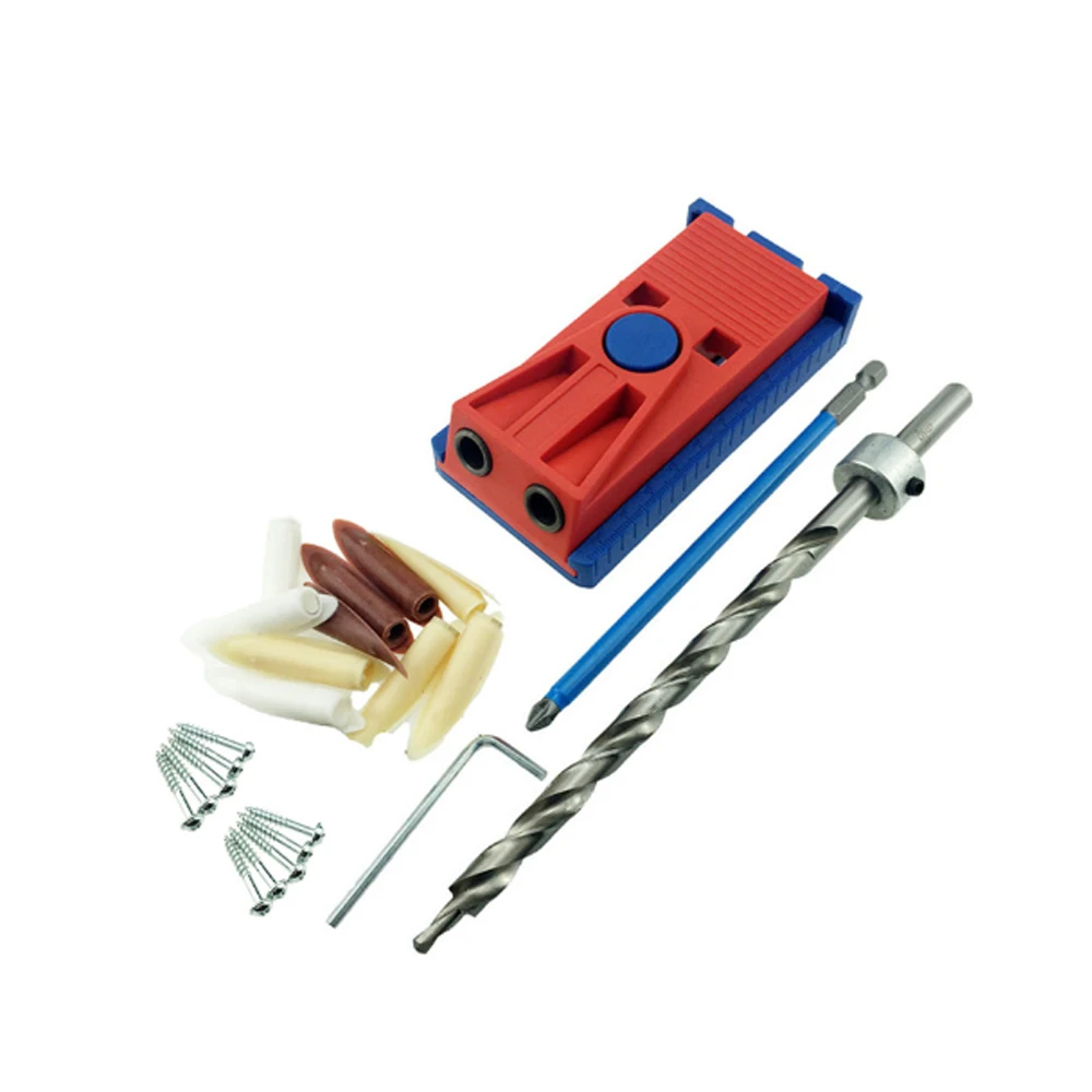 

Oblique Hole Jig Kit System for Wood Working Punch Locator Random Color Plug Woodworking Tool Set screwdriver wrench drill bits