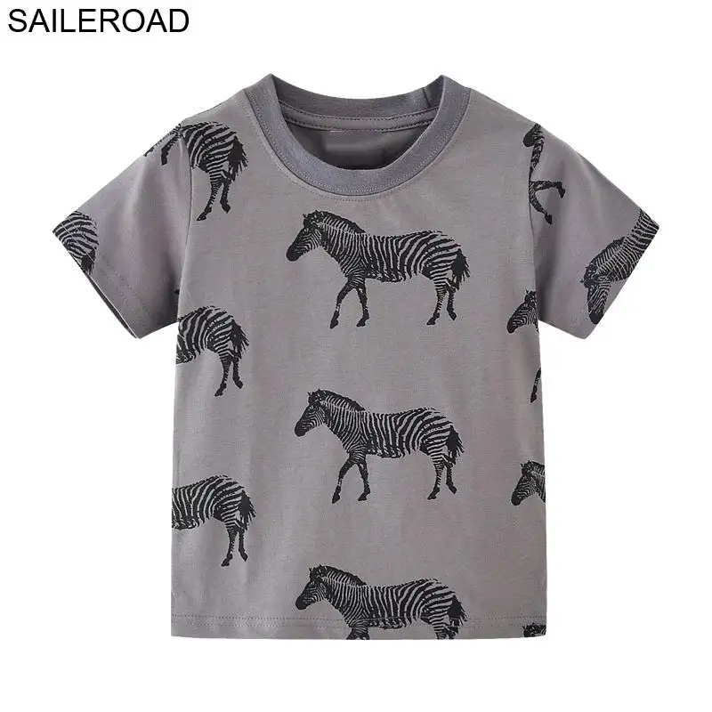 SAILEROAD 2-7лет Животных Зебра Детские Младенцы Мальчики Футболки С Коротким Рукавом на Лето Дети Дети Мальчики Девочки Топы Тис Одежда - Цвет: 2676 same picture