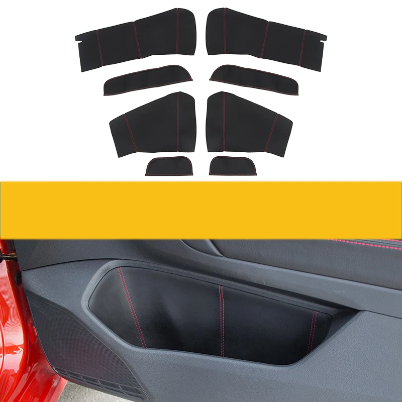 black slot mat 1 Lsrtw2017 волокно кожа салона двери подлокотник Крышка для volkswagen sportsvan 2013 MK7 - Название цвета: black slot mat 1