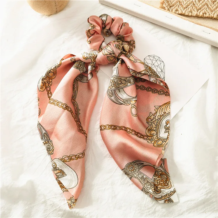 Summer Flower Printed Women Elastic Scrunchies Hair Bands Retro Hair Ties Scarf Rubber Band Hair Accessories for Women Girls