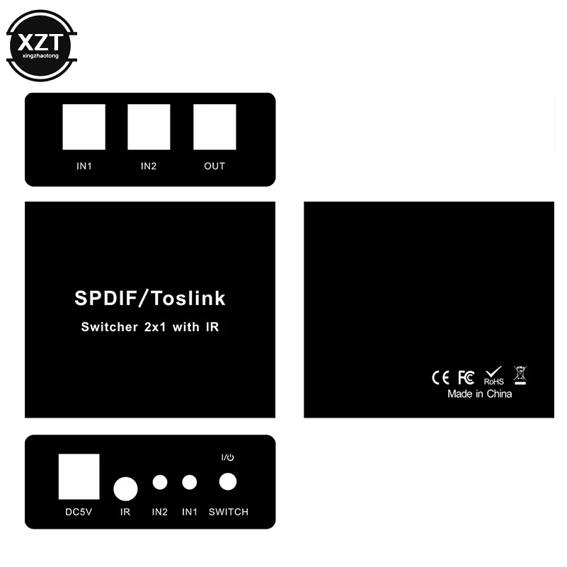 Металлический внешний и компактный оптический аудио переключатель SPDIF/TOSLINK