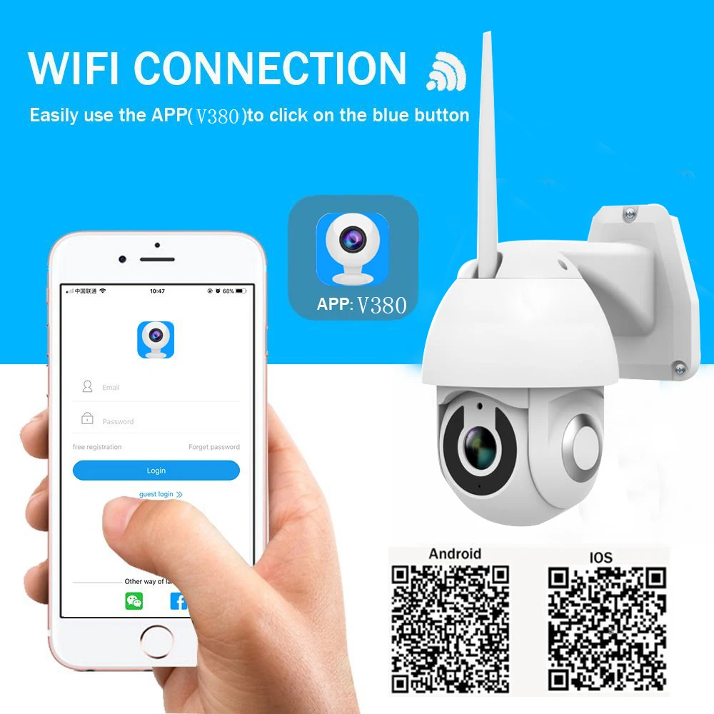 Kruiqi WiFi IP камера безопасности HD беспроводная 1080P PTZ для помещений и улицы