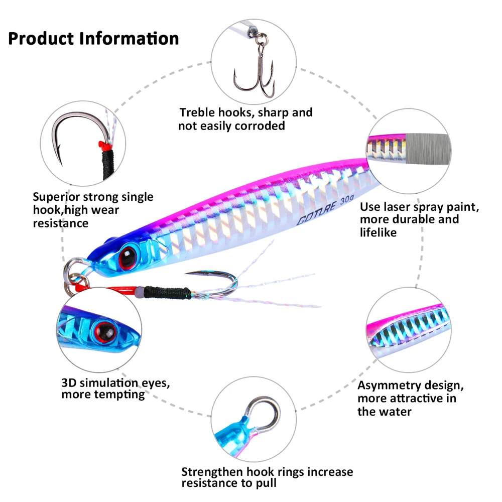 Goture морская рыболовная приманка Вертикальная с крючками 9 см 20 г или 10 30 жесткая