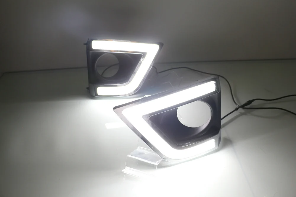 LED Auto DRL Daylight Car Daytime Running Lights White Fog Head Lamp Cover For Toyota Corolla 2014 2015 2016 Yellow Signal | Освещение