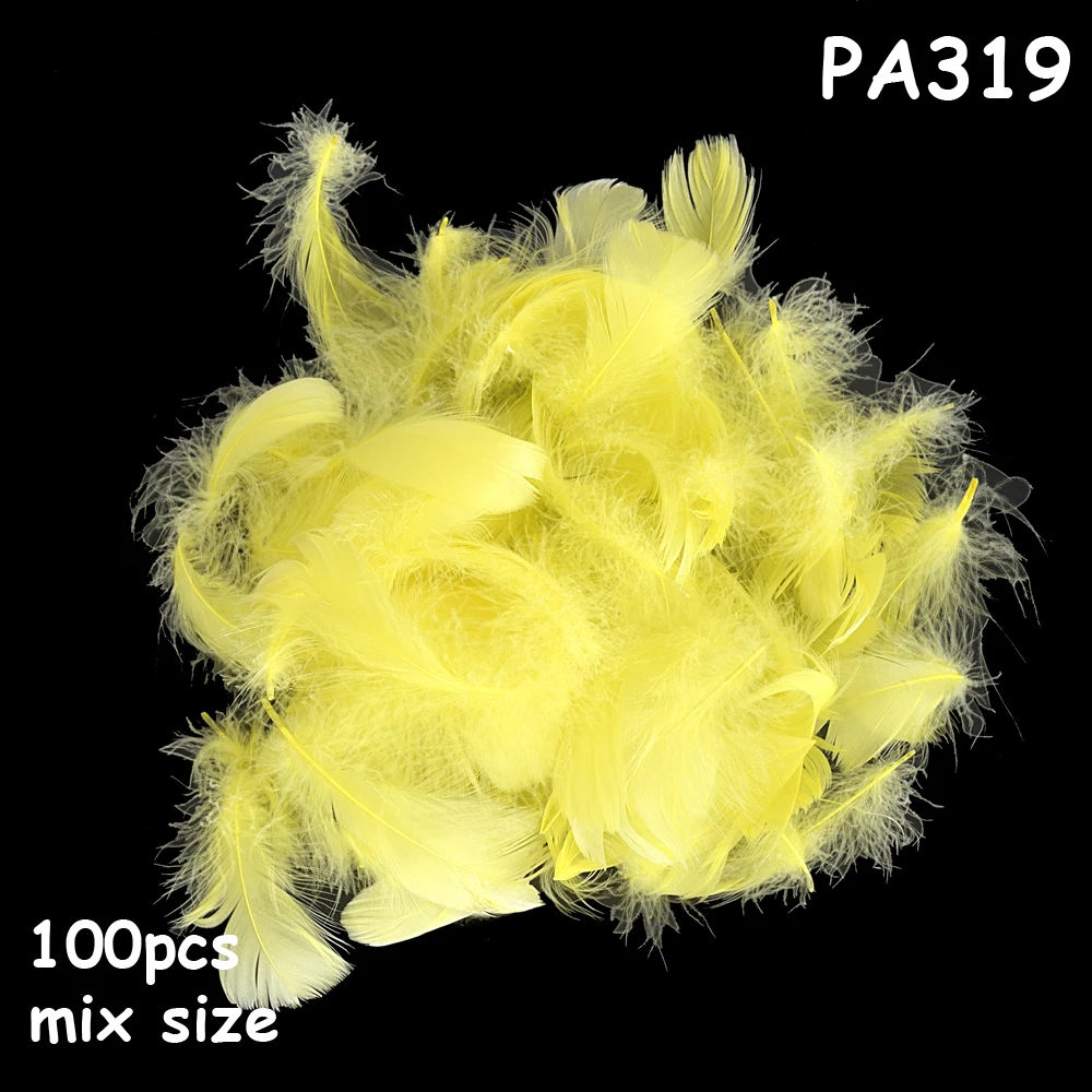 PA319 yellow Натуральный Гусь Перья шлейфы 8-12 см красочные Лебедь перо шлейф для домашние рукодельные украшения DIY украшения 100 шт - Цвет: PA319 yellow