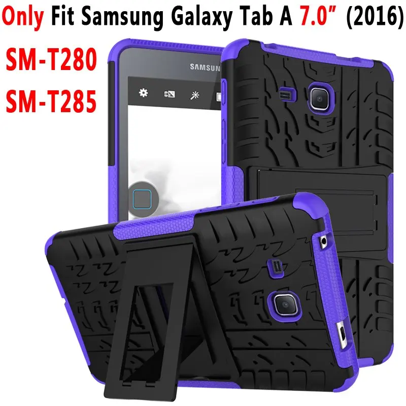 Purple Гибридная армированная стойка силиконовый чехол для планшета для Samsung Galaxy Tab A A6 7,0 дюймов T280 T285 SM-T280 SM-T285 защитный корпус - Цвет: Purple
