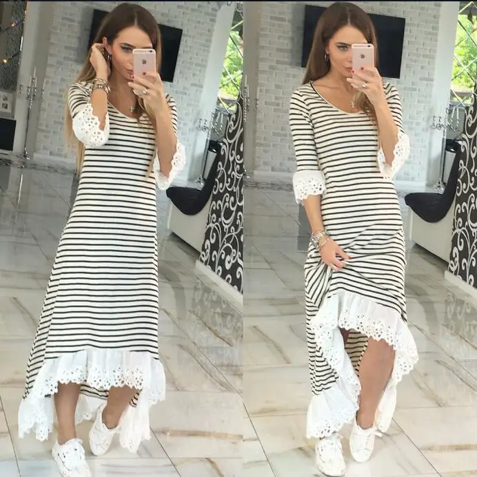 Горячая Продажа 2016 Новый Прибытие Мода Повседневная Асимметричный Полосатый Три