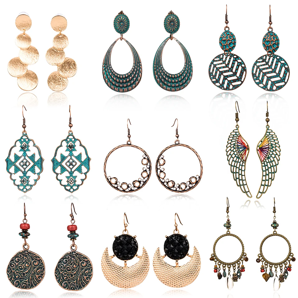 Несколько видов винтажные богемные Boho Ethinic Висячие серьги для женщин