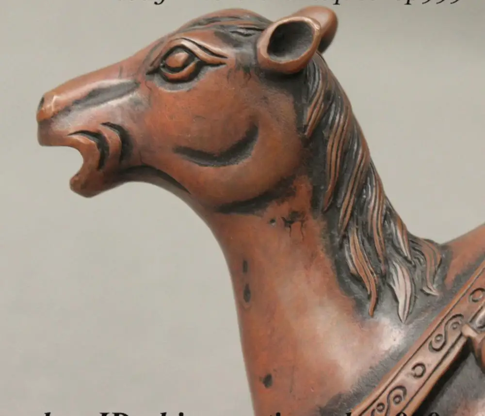 Китайская древняя династия дворец Чистая медь и бронза лошадь Вино чайник Флагон