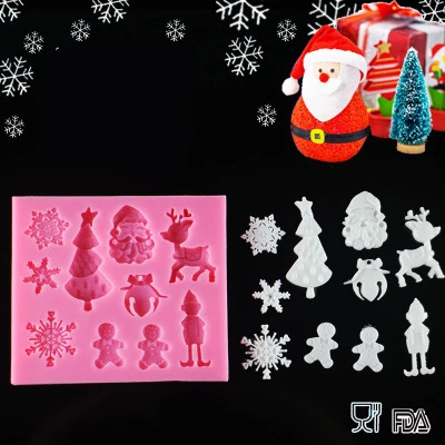 Форма из силикона в тематике Рождества для украшения тортов и мыла D136