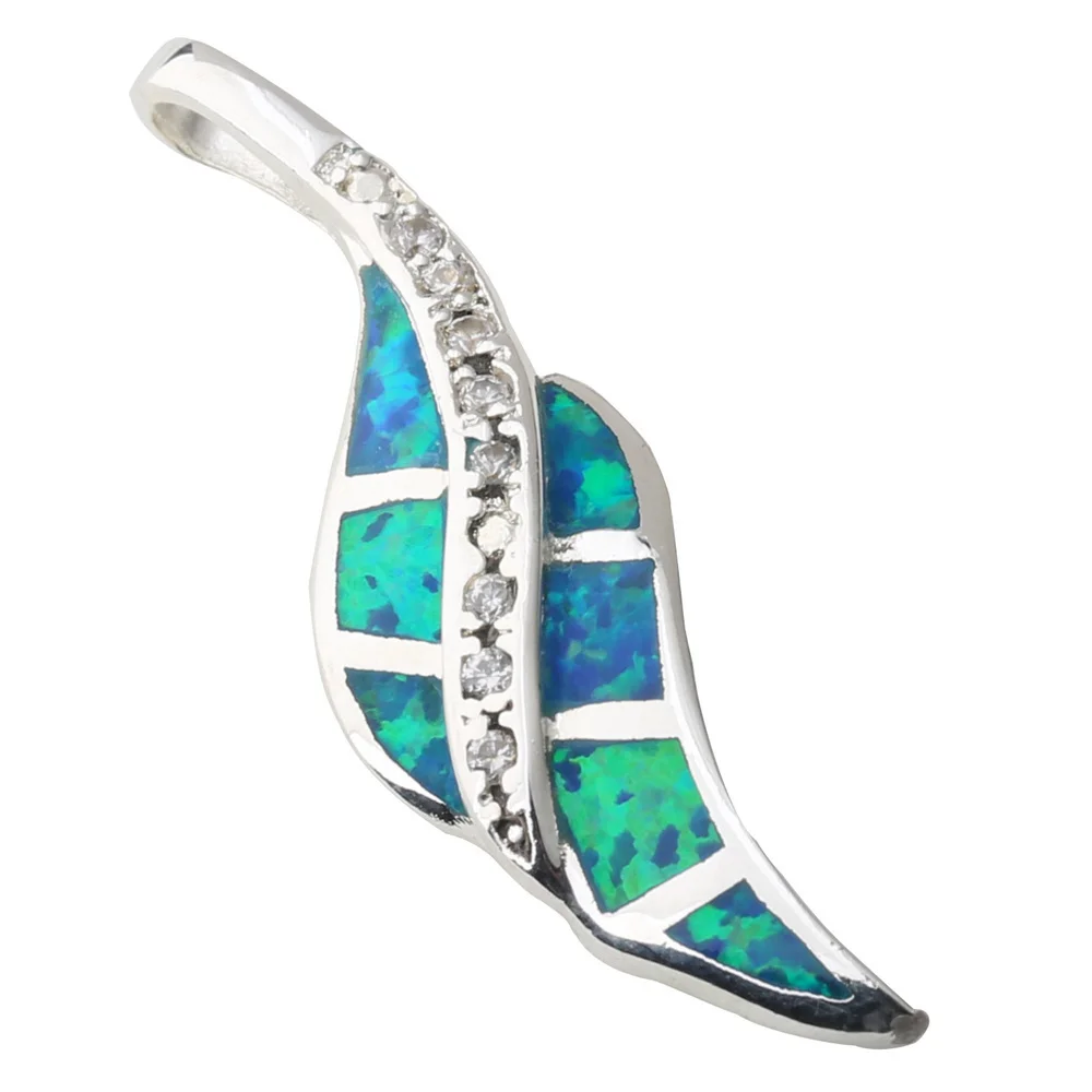 

Chestnut Leaf11*37mm Blue Fire Opal Silver Handmade Animal Pendant P9133