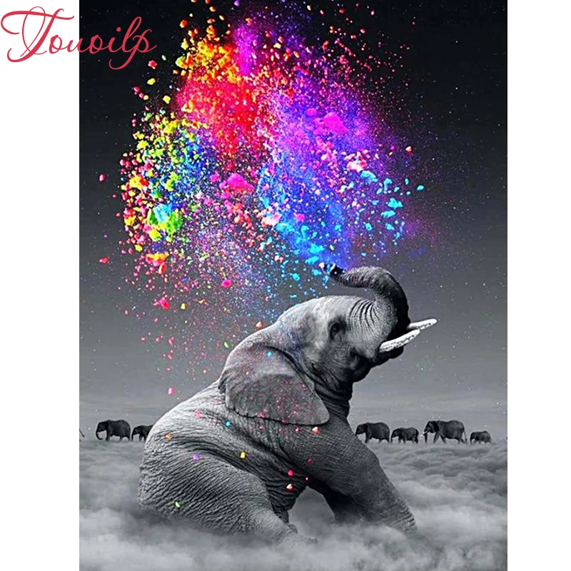 Алмазная 5D Вышивка сделай сам слоны и радуга алмазная живопись вышивка крестиком
