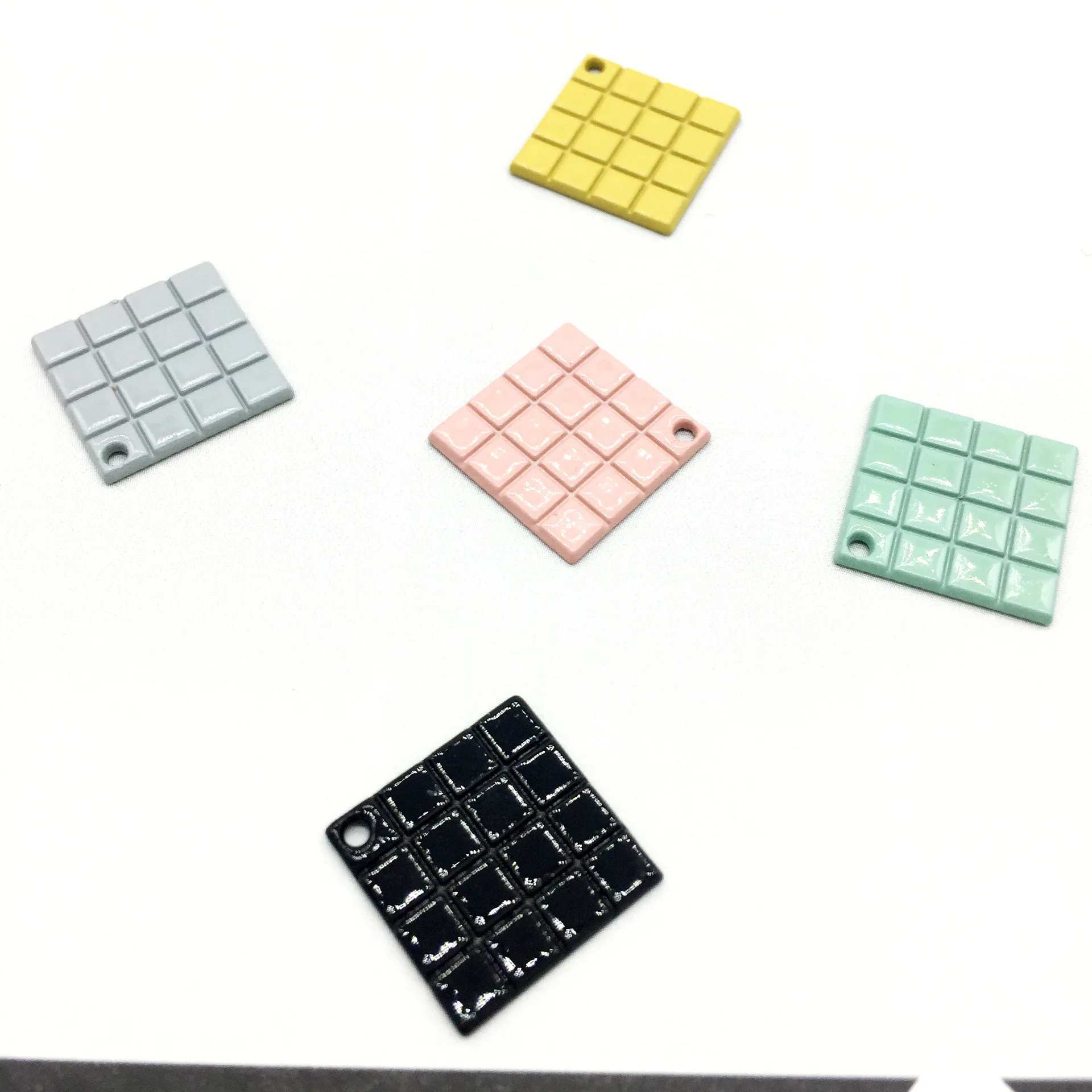 20 шт./лот эмаль конфетные цвета эмалированный сплав подвески квадратный куб