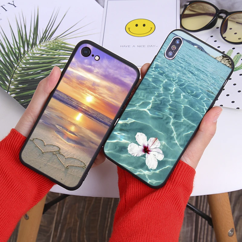 Летний Пляжный Мягкий силиконовый чехол для iPhone X XS MAX XR 7 8 6 6S plus 5S SE |