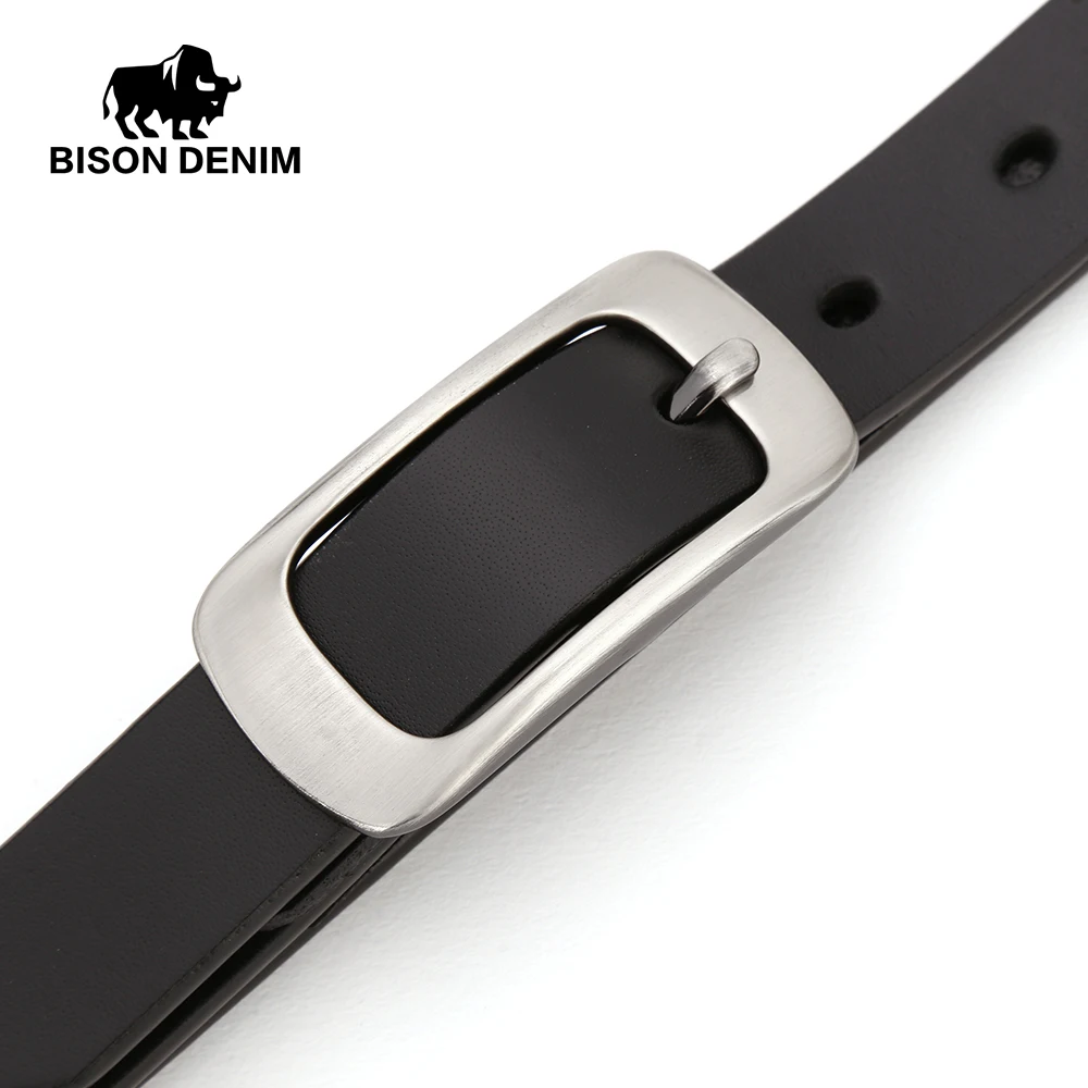 Женский ремень из натуральной кожи BISON DENIM, модный дамский кожаный пояс с классической пряжкой, ширина 2,3 см