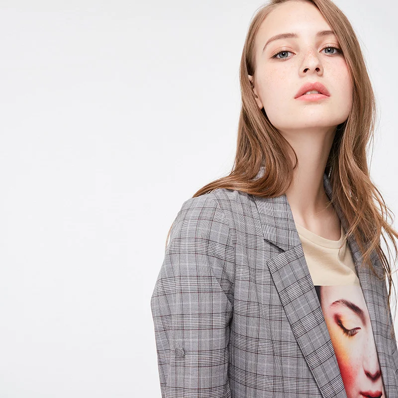 Vero Moda Женская клетчатая печать 3/4 рукава Длинная Куртка Блейзер | 318308511