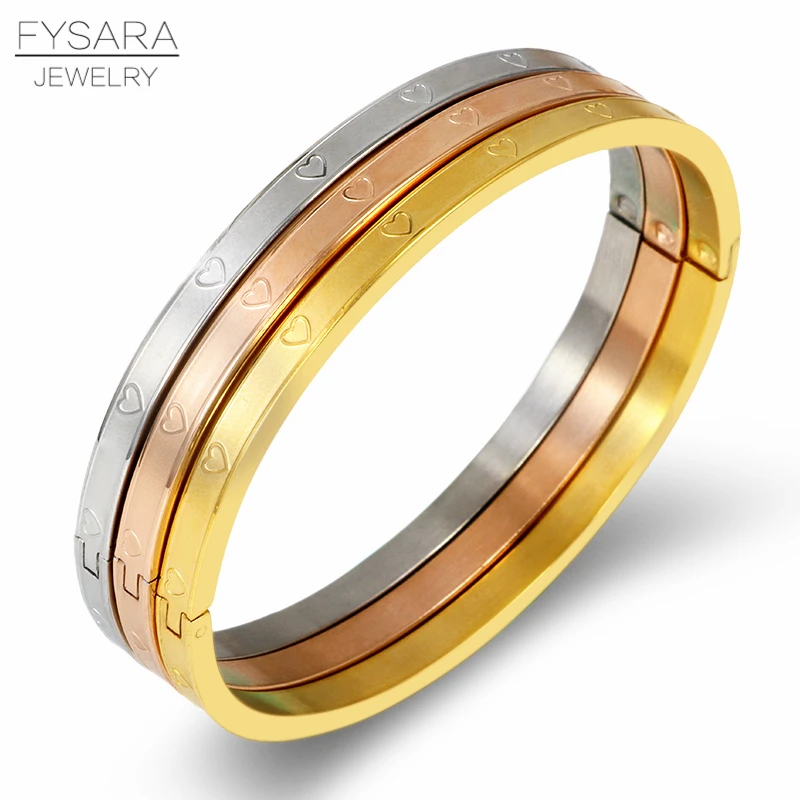 Lysara 3 шт./компл. 361l из нержавеющей стали Сердце Браслеты Набор для женщин Тонкий Браслет Любовь ювелирные изделия ватентин подарок
