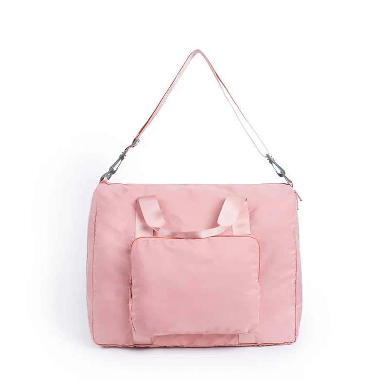 Pink New Foldable Large Travel Bag Women Fashion Big Duffle Bag Shoulder Portable Weekend Bags Waterproof Travel Organizer Tote Pink - Цвет: Pink