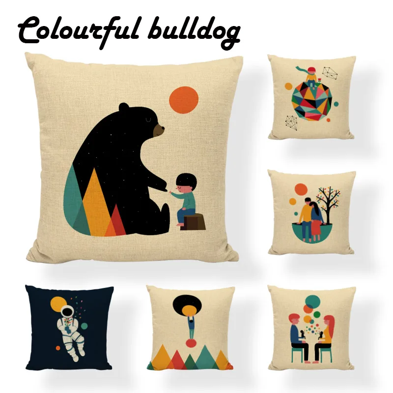 Стильная наволочка с радужными цветами Kilim геометрические горы девочка мальчик