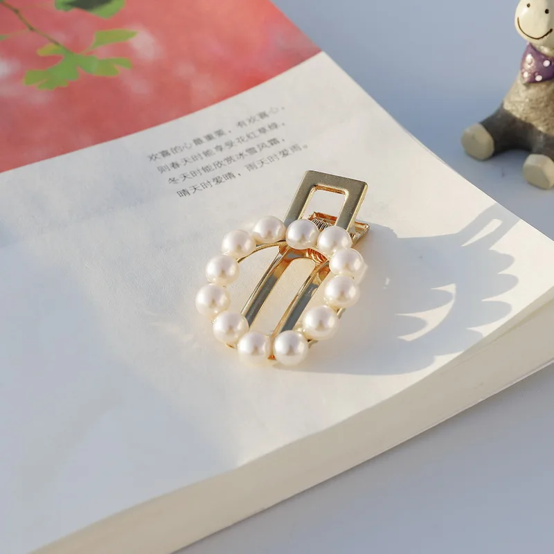 1 шт. Женские элегантные геометрические жемчужные заколки корейского стиля для волос из сплава аксессуары для девочек крепления головных уборов.