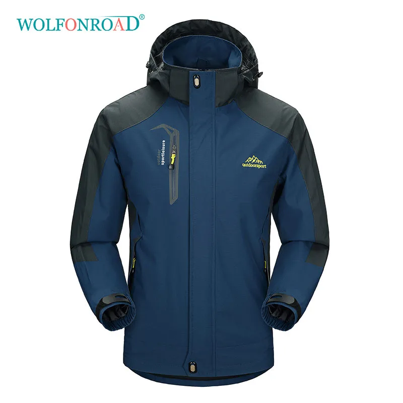 Denim blue WOLFONROAD, Весенняя Мужская куртка, пальто, водонепроницаемая, ветрозащитная, тонкая ветровка, для спорта на открытом воздухе, походная одежда, для кемпинга, треккинга, куртки - Цвет: Denim blue