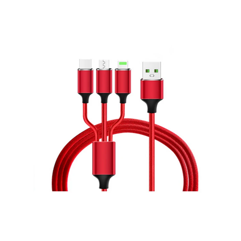 Red 3 в 1 Micro Тип usb C Зарядное устройство кабель мульти Usb Порты и разъёмы несколько Usb зарядный кабель Usbc мобильного телефона Кабели для Samsung S8 S10 S9 - Цвет: Red