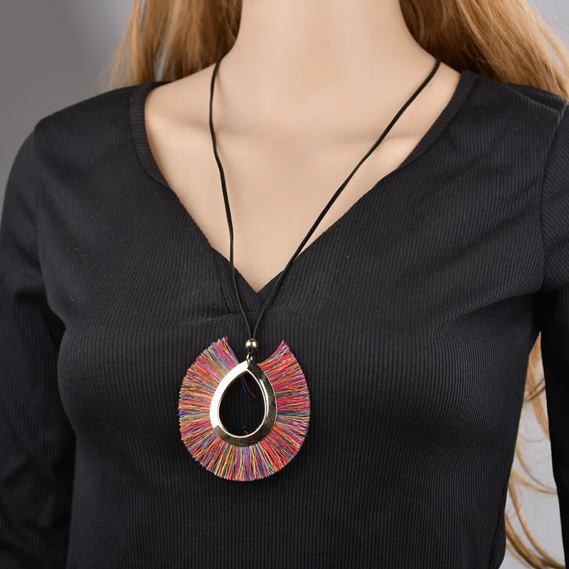 

NIUYITID Bohemia Long Tassel Sweater Chain Necklace Women Dainty Designer Fashion Female Accessories Bijoux Femme