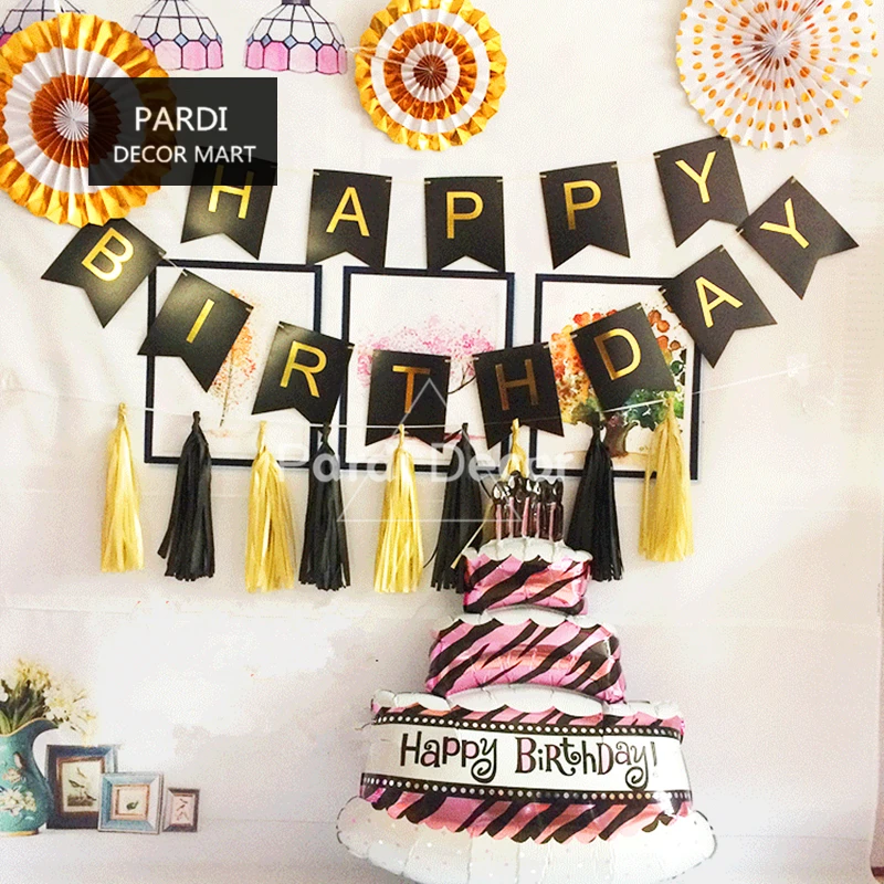 Флаги с надписью Happy Birthday свинка праздничные баннеры украшения позолоченный шкафчик для флажок с буквами детская гирлянда для душа вечерние поставки