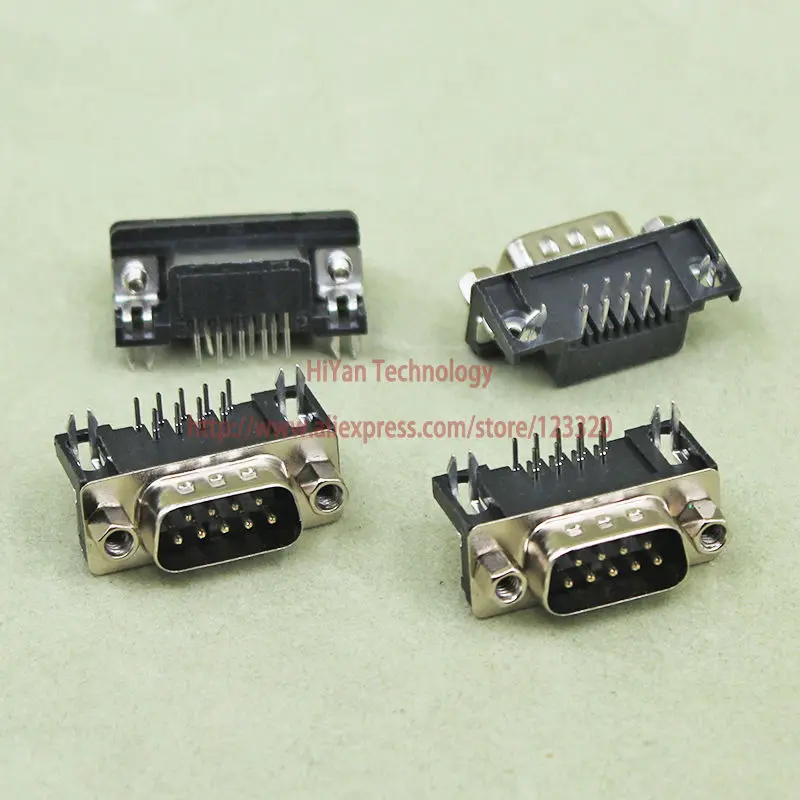 (10 шт./лот) DR9 DB9 Мужской разъем адаптера последовательного порта RS232 9 контактов 90 градусов изогнутая игла сварного типа