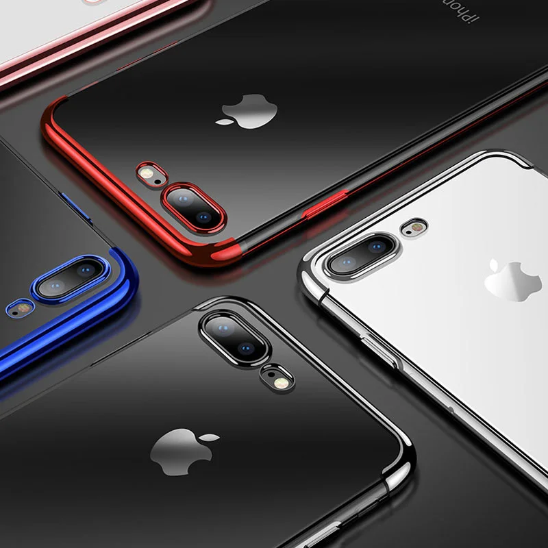 Роскошный чехол с гальваническим покрытием для iPhone 8 7 Ультратонкий Мягкий
