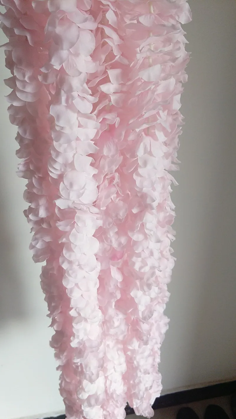 Water Pink 1 м искусственный цветок глицинии лоза шелк для свадебной вечеринки поддельный лист цветок украшение семьи Свадебная вечеринка украшения - Цвет: Water Pink