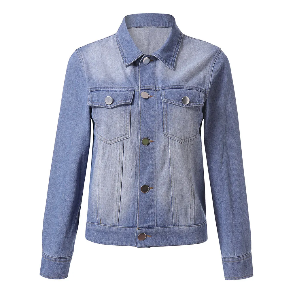 Chamsgend джинсовая куртка для женщин спортивные Кнопка свободные пальто с длинными
