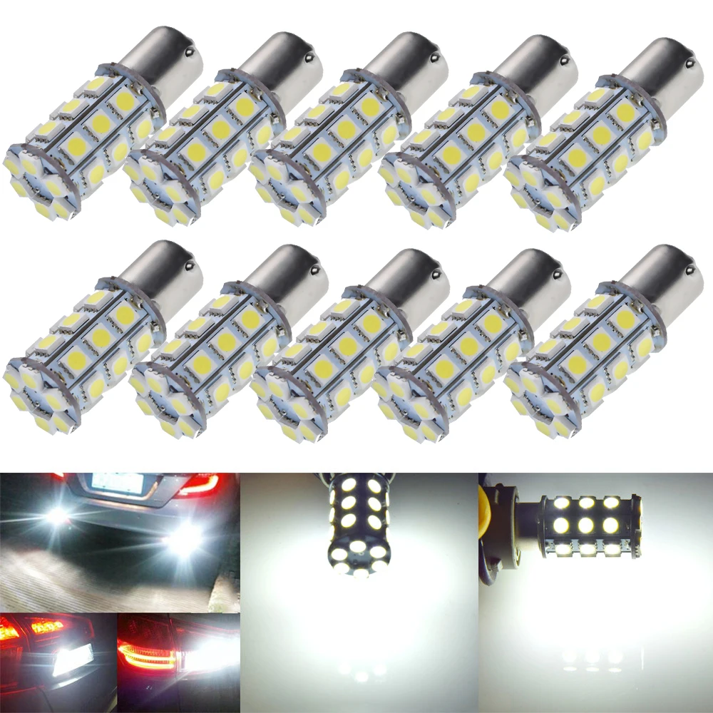 10 шт. Светодиодные Автомобильные фары P21W BA15S 1156 7506 S25 1157 BAY15D P21/5 W Авто Грузовик