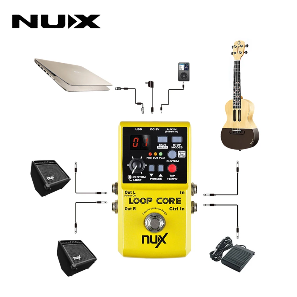 NUX петля ядро электрогитары педаль Effect Looper 6 часов записи прочная педаль эффектов Компактный мощный аксессуары для гитары