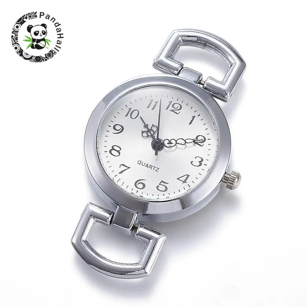 

10pcs Flat Round Alloy Watch Head Watch Components, Platinum, Size: about 29mm wide, 49mm long, 9mm thick, hole: 10x5.5mm.