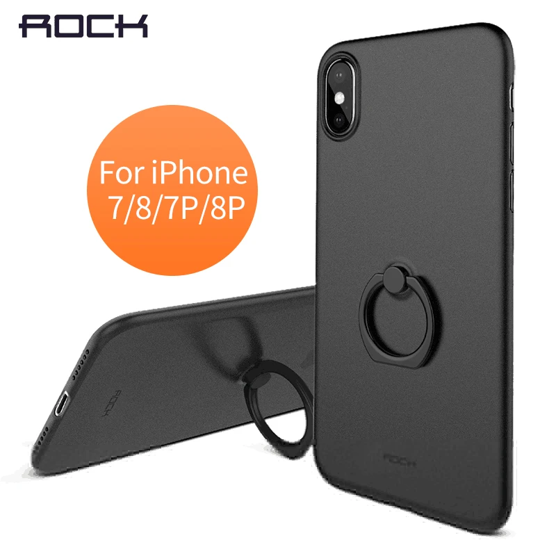 For iPhone 7 8 Case With Finger Ring Holder Rock 0.33MM Thin Slim Phone for 7plus 8plus Back Cover Shell Kickstand |