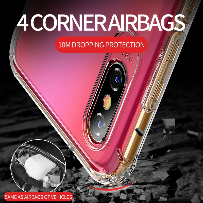 MSVII Transparent Case for Xiaomi Mi8 SE Explorer Crystal Back Cover Mi 8 Airbag Cases Full Protection MI |