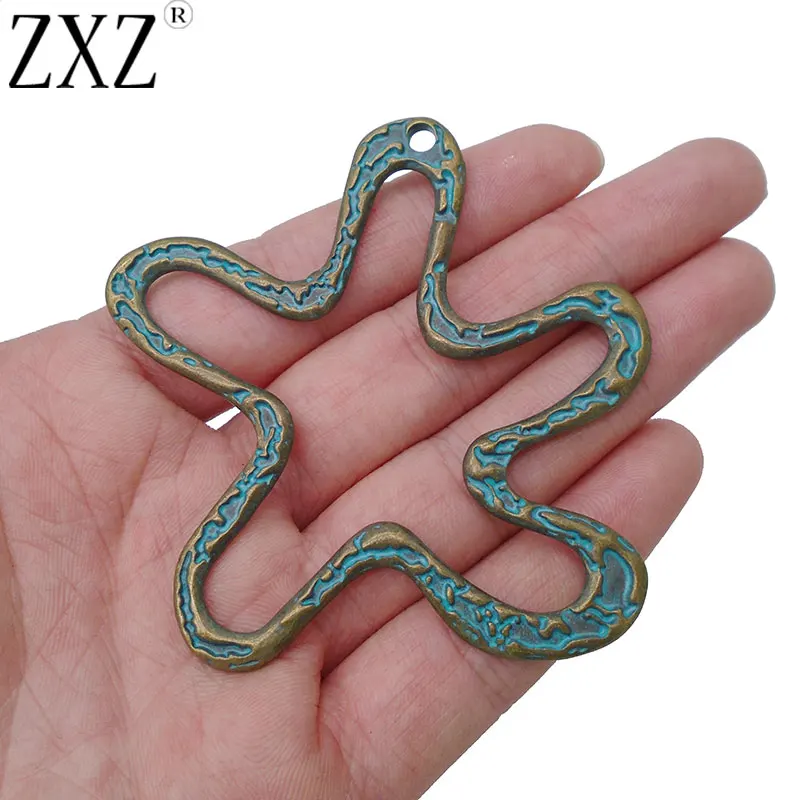 Zamak зеленая ярь медянка ZXZ 2 шт. патина крупные подвески с открытым цветком для