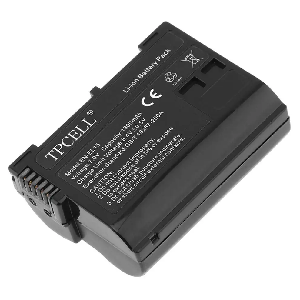 TPCELL EN EL15 1800mAh 7 0 V литий ионная EL15A SLR аккумуляторная камера батарея подходит для Nikon