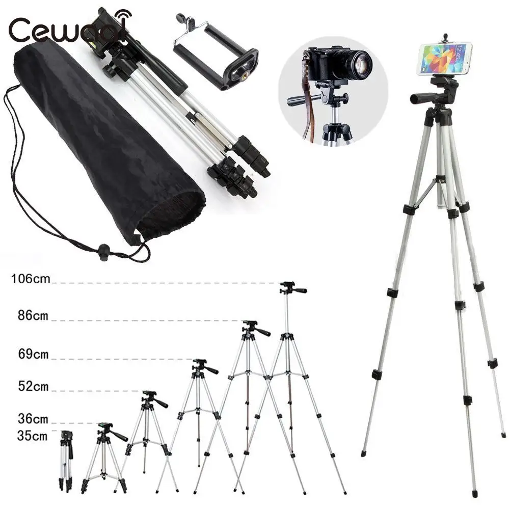 4 Sections DSLR Camera Tripod Mobile Phone Stand Holder Silver Retractable | Электроника
