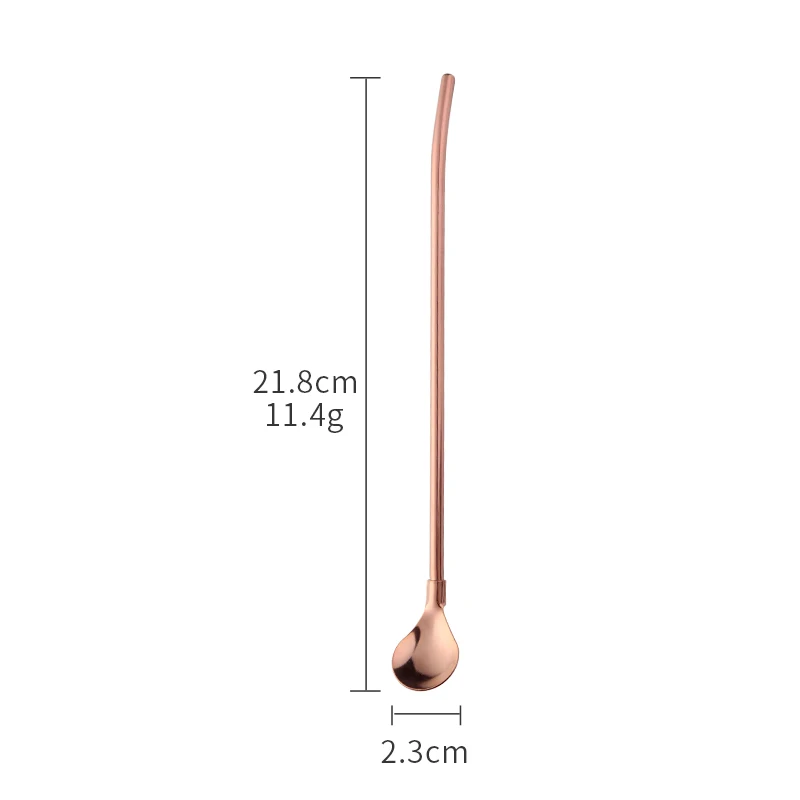 2 rose gold S 2 шт красочные многоразовые соломинки для питья ложка из нержавеющей стали металлические Коктейльные трубочки ложка для перемешивания Бар молоко кофе инструменты для перемешивания - Цвет: 2 rose gold S