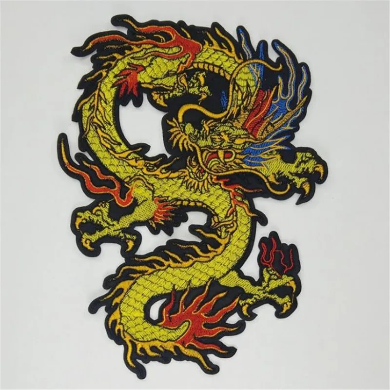 Футболка Для женщин патч вышивки 24 см дракон иметь дело с ним железа на патчи для