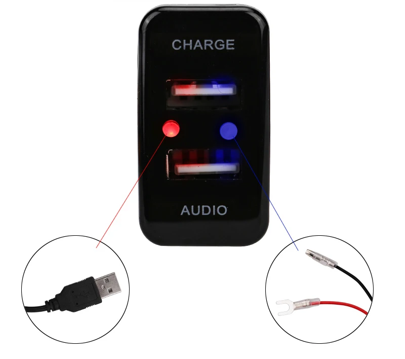 For TOYOTA Hilux VIGO USB Interface Dashboard USB Port 5V 2.1A Car Charger and USB Audio Input Socket Car Entertainment Socket